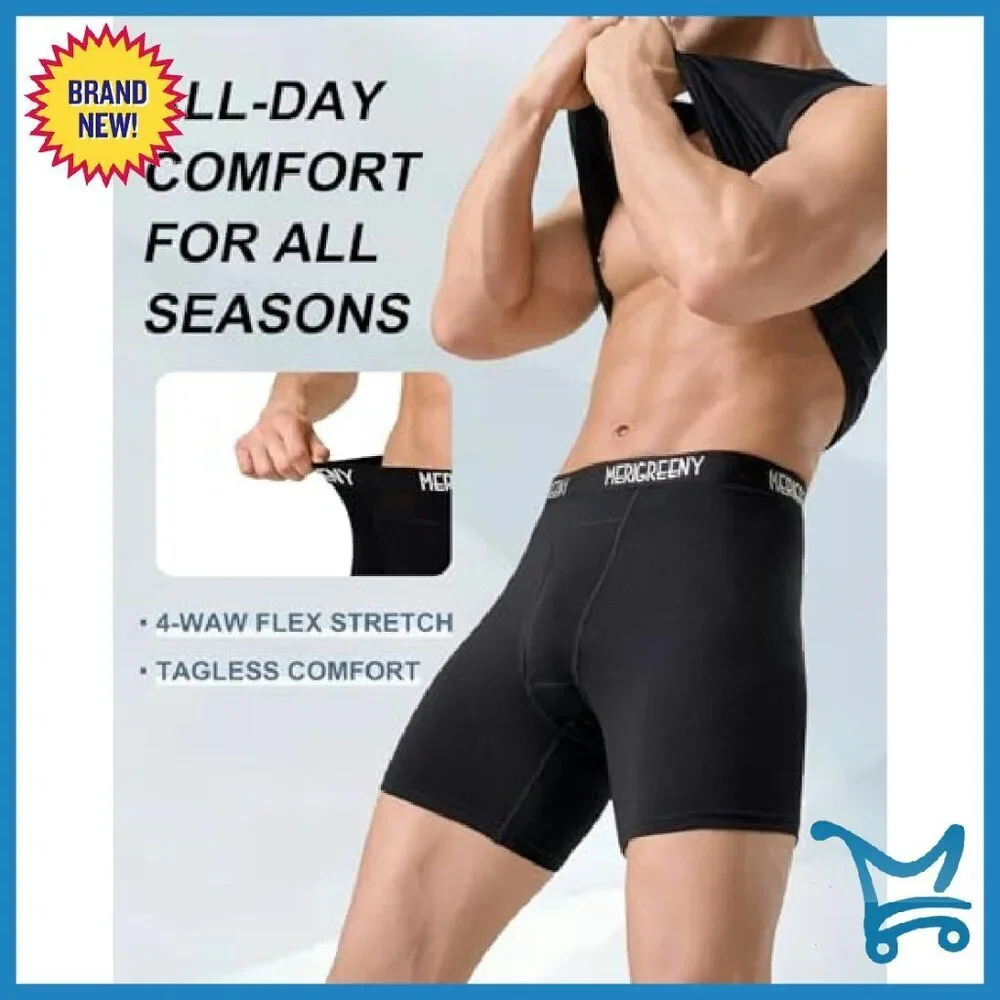 Men's 100% Merino Wool Boxer Briefs - Breathable Moisture-Wicking Underwear